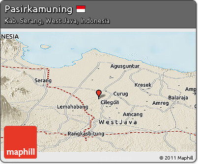 Shaded Relief Panoramic Map of Pasirkamuning
