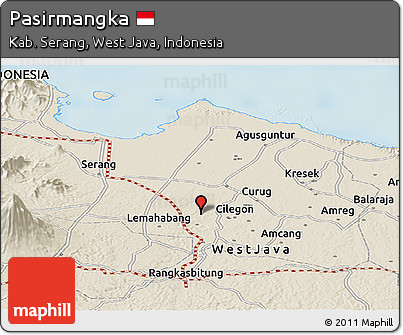 Shaded Relief Panoramic Map of Pasirmangka