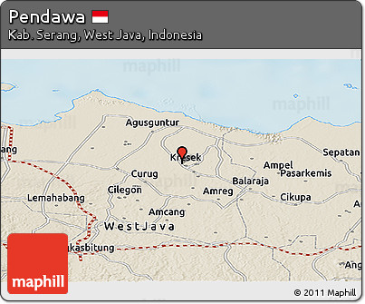 Shaded Relief Panoramic Map of Pendawa