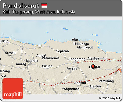 Shaded Relief Panoramic Map of Pondokserut