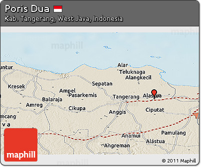 Shaded Relief Panoramic Map of Poris Dua