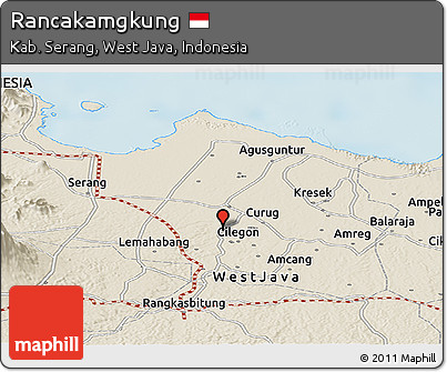 Shaded Relief Panoramic Map of Rancakamgkung