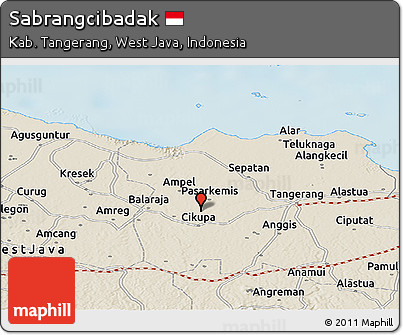 Shaded Relief Panoramic Map of Sabrangcibadak