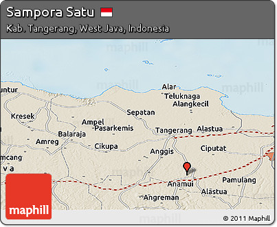 Shaded Relief Panoramic Map of Sampora Satu