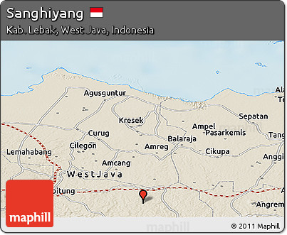 Shaded Relief Panoramic Map of Sanghiyang