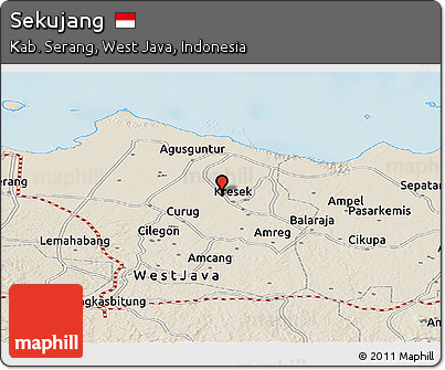 Shaded Relief Panoramic Map of Sekujang