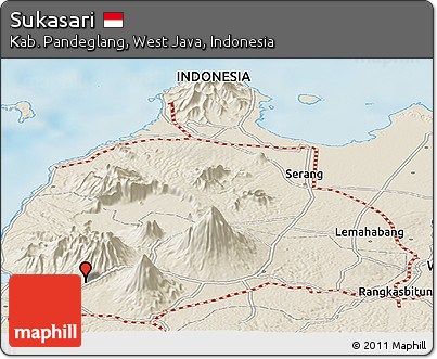 Shaded Relief Panoramic Map of Sukasari