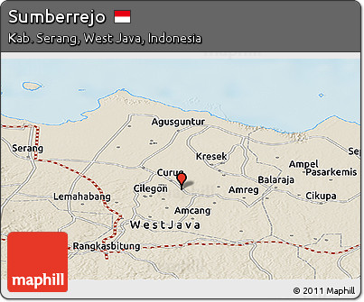 Shaded Relief Panoramic Map of Sumberrejo