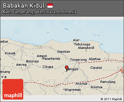 Shaded Relief Panoramic Map of Babakan Kidul