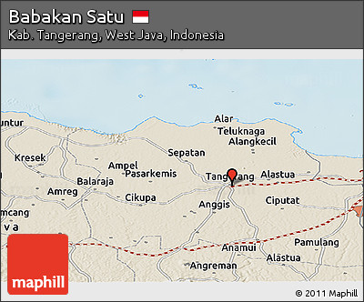 Shaded Relief Panoramic Map of Babakan Satu