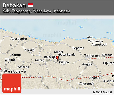 Shaded Relief Panoramic Map of Babakan