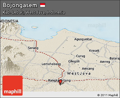 Shaded Relief Panoramic Map of Bojongasem