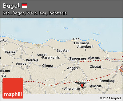 Shaded Relief Panoramic Map of Bugel