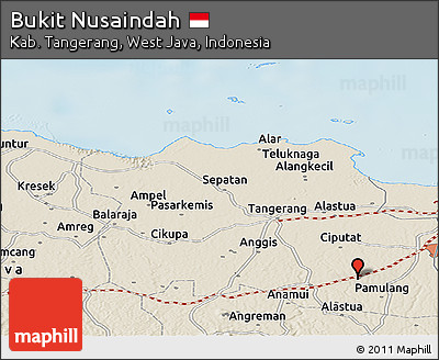 Shaded Relief Panoramic Map of Bukit Nusaindah