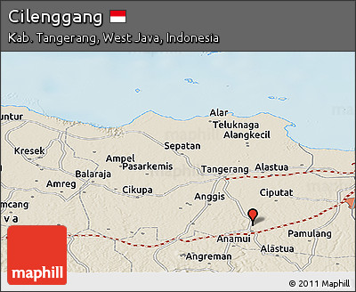 Shaded Relief Panoramic Map of Cilenggang
