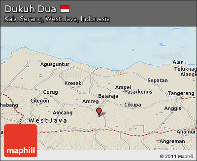 Shaded Relief Panoramic Map of Dukuh Dua