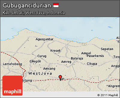 Shaded Relief Panoramic Map of Gubugancidurian