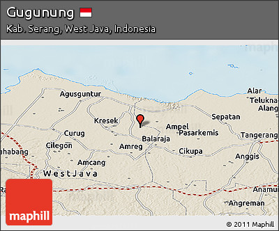 Shaded Relief Panoramic Map of Gugunung