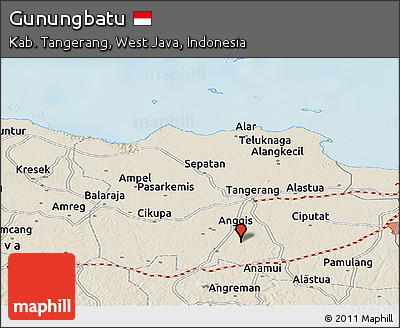 Shaded Relief Panoramic Map of Gunungbatu