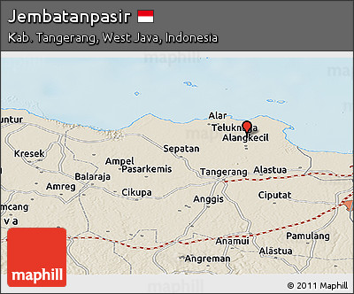 Shaded Relief Panoramic Map of Jembatanpasir