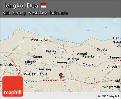 Shaded Relief Panoramic Map of Jengkol Dua