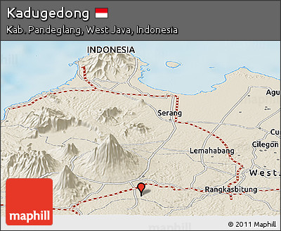 Shaded Relief Panoramic Map of Kadugedong