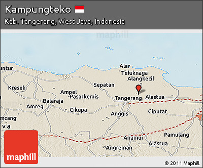 Shaded Relief Panoramic Map of Kampungteko