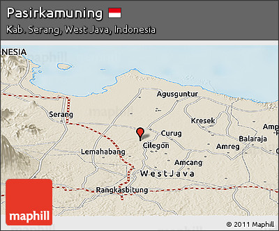 Shaded Relief Panoramic Map of Pasirkamuning