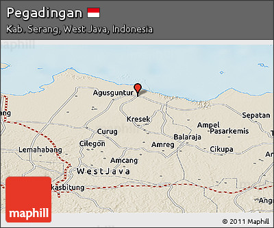 Shaded Relief Panoramic Map of Pegadingan