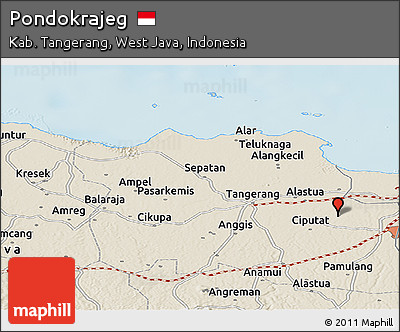 Shaded Relief Panoramic Map of Pondokrajeg