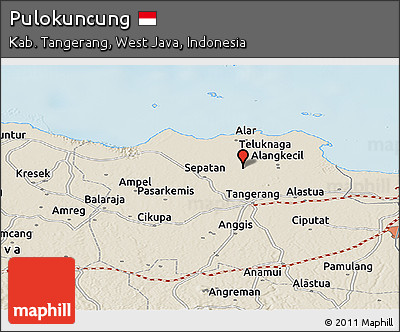 Shaded Relief Panoramic Map of Pulokuncung