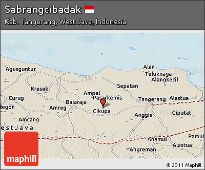 Shaded Relief Panoramic Map of Sabrangcibadak