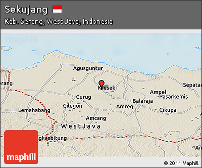 Shaded Relief Panoramic Map of Sekujang