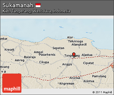 Shaded Relief Panoramic Map of Sukamanah
