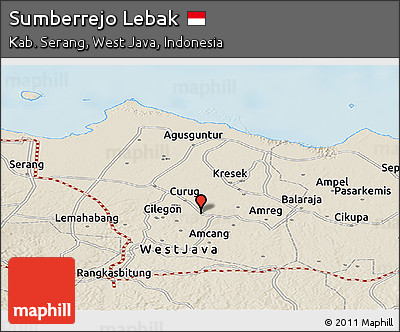 Shaded Relief Panoramic Map of Sumberrejo Lebak