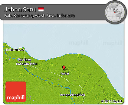 Physical 3D Map of Jabon Satu