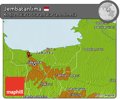 Physical 3D Map of Jembatanlima