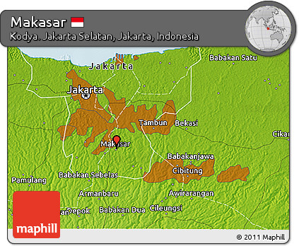 Physical 3D Map of Makasar