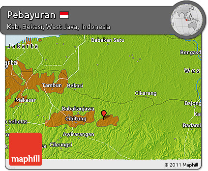 Physical 3D Map of Pebayuran