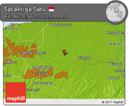 Physical 3D Map of Sasaktiga Satu