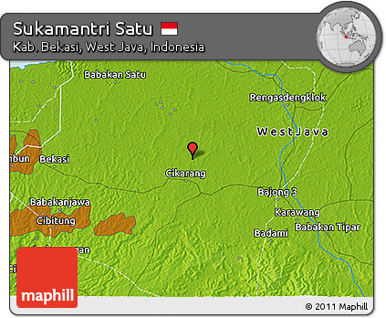 Physical 3D Map of Sukamantri Satu