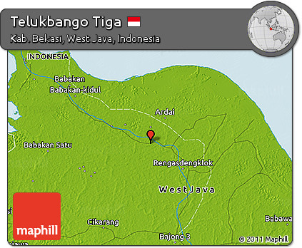 Physical 3D Map of Telukbango Tiga