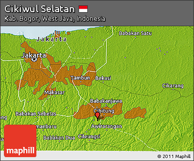 Physical 3D Map of Cikiwul Selatan