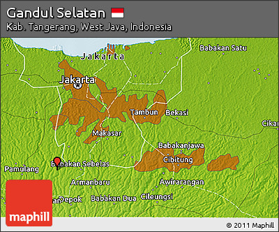 Physical 3D Map of Gandul Selatan