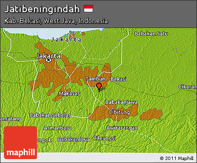 Physical 3D Map of Jatibeningindah
