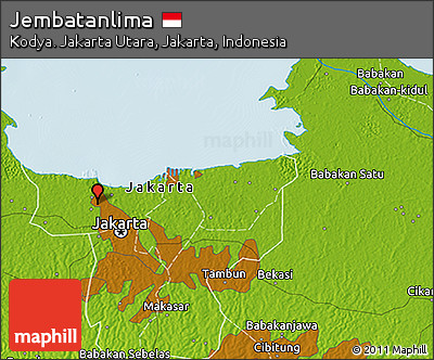 Physical 3D Map of Jembatanlima