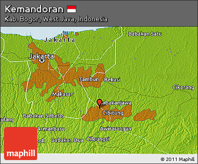 Physical 3D Map of Kemandoran
