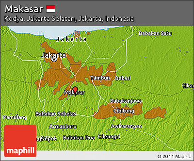 Physical 3D Map of Makasar