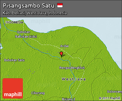 Physical 3D Map of Pisangsambo Satu