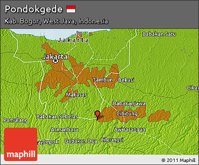 Physical 3D Map of Pondokgede